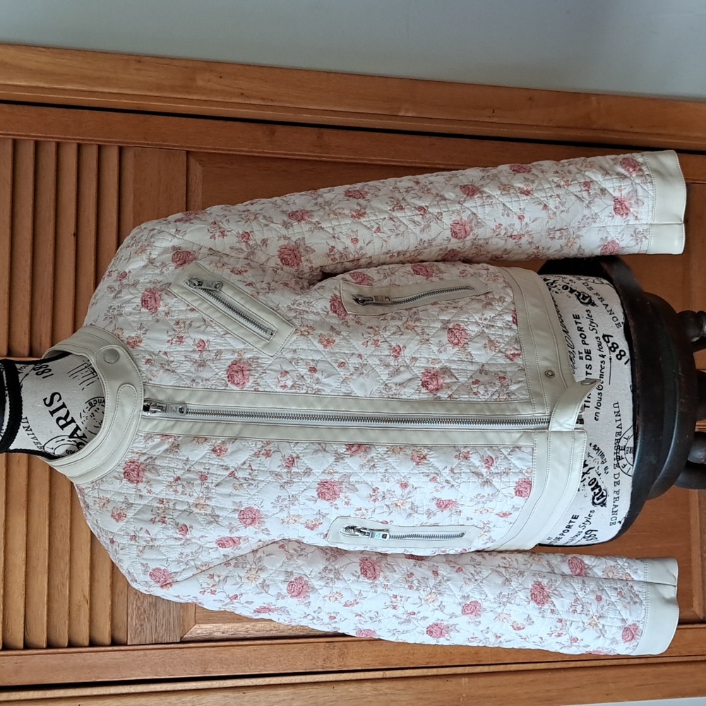 AVEC LES FILLES Floral Print Moto Jacket Size M EUC - Picture 4 of 9